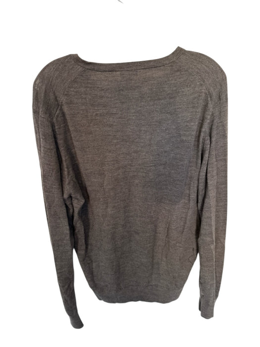 Uni Q Lo Size L Brown Wool Heathered V Neck Long Sleeve Sweater Brown / L