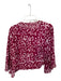 Free People Size M Magenta & White Cotton Rouched Half Sleeve V Neck Top Magenta & White / M