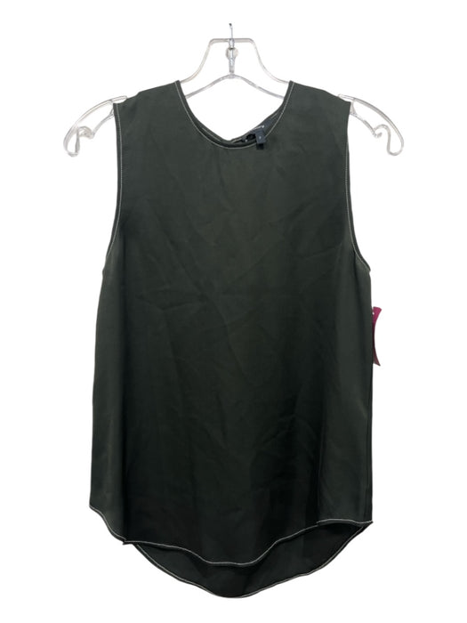 Theory Size P Dark Green Silk Sleeveless Keyhole Curved Hem Top Dark Green / P