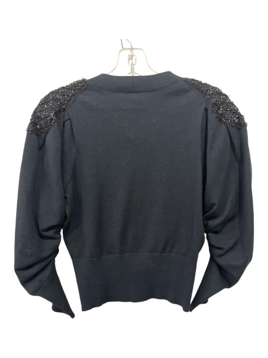 5a7 Cinq a Sept Size XS Black Cotton & Polyester Crystal Ruched Sweater Black / XS