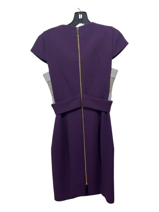 Saks Fifth Ave Size 6 Purple Missing Fabric Back Zip Tunic Cap Sleeve Dress Purple / 6