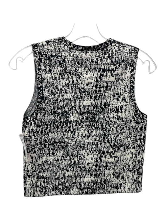 Theory Size P Black & White Cotton Blend Sleeveless Jacquard Knit Top Black & White / P