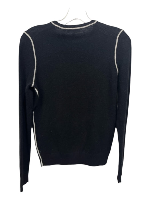 Theory Size P Black & White Cashmere Long Sleeve Contrast Stiching Knit Sweater Black & White / P