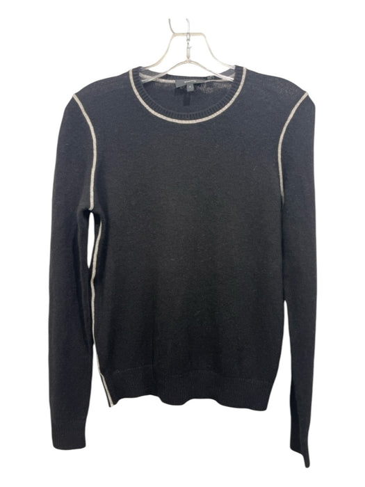 Theory Size P Black & White Cashmere Long Sleeve Contrast Stiching Knit Sweater Black & White / P