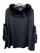 Dolce Cabo Size S/M Black Acrylic & Wool Fox Fur Drop Shoulder Sweater Black / S/M