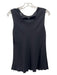 Theory Size P Black Silk Back Keyhole Sleeveless Lettuce Hem Top Black / P