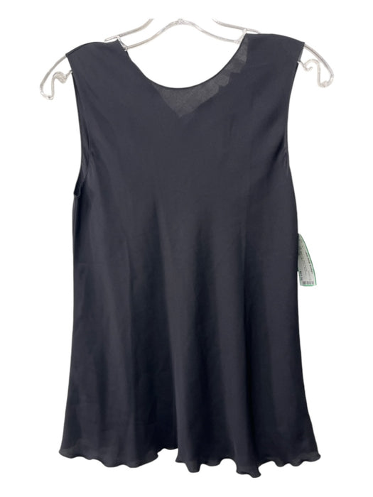 Theory Size P Black Silk Back Keyhole Sleeveless Lettuce Hem Top Black / P