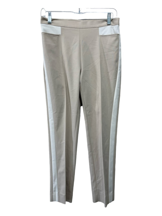 Akris Size 4 Beige & White Cotton Blend Iguana Print Tuxedo Stripe Slim Pants Beige & White / 4