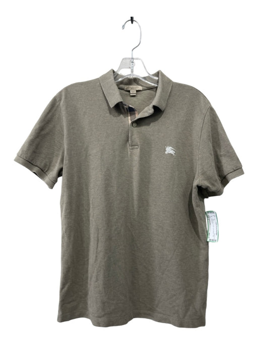 Burberry Brit Size L Olive Gray Cotton Short Sleeve Polo Top Olive Gray / L