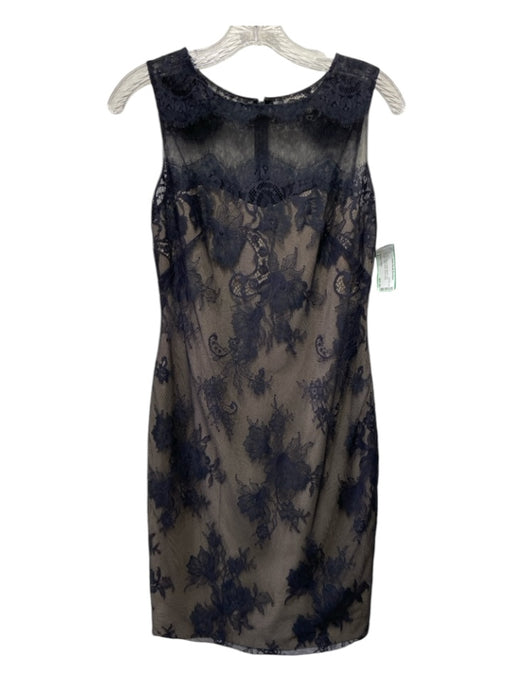 Marchesa Notte Size 2 Black & Beige Nylon Blend Lace Overlay Sleeveless Dress Black & Beige / 2