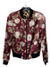 Alice + Olivia Size XS Burgundy Print Silk Floral Animal Print Reversible Jacket Burgundy Print / XS