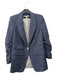 Veronica Beard Size 2 Navy Blue Print Virgin Wool Blend One Button Blazer Jacket Navy Blue Print / 2