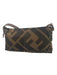 Fendi Dark Brown Print Canvas Zucca Monogram Whipstitch Grommets Bag Dark Brown Print / S