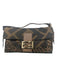 Fendi Dark Brown Print Canvas Zucca Monogram Whipstitch Grommets Bag Dark Brown Print / S