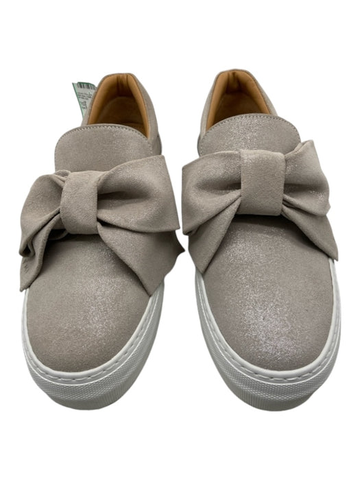 Buscemi Shoe Size 37.5 Silver & Gray Suede Shimmer Bow Slip On Platform Sneakers Silver & Gray / 37.5