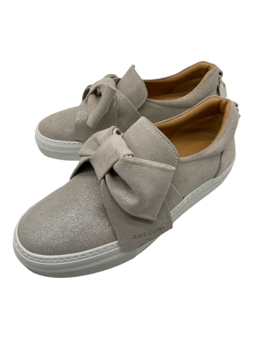 Buscemi Shoe Size 37.5 Silver & Gray Suede Shimmer Bow Slip On Platform Sneakers Silver & Gray / 37.5