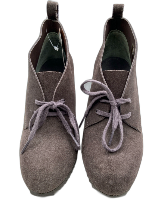 Pedro Garcia Shoe Size 37 Gray Suede Lug Sole lace up Ankle Stiletto Booties Gray / 37