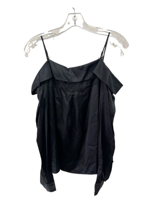 Jonathan Simkhai Size XS Black Silk Button Up Lace Trim Off Shoulder Top Black / XS