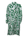 J Crew Size M Green & White Print Cotton Floral Long Sleeve Tassels Dress Green & White Print / M