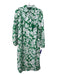 J Crew Size M Green & White Print Cotton Floral Long Sleeve Tassels Dress Green & White Print / M