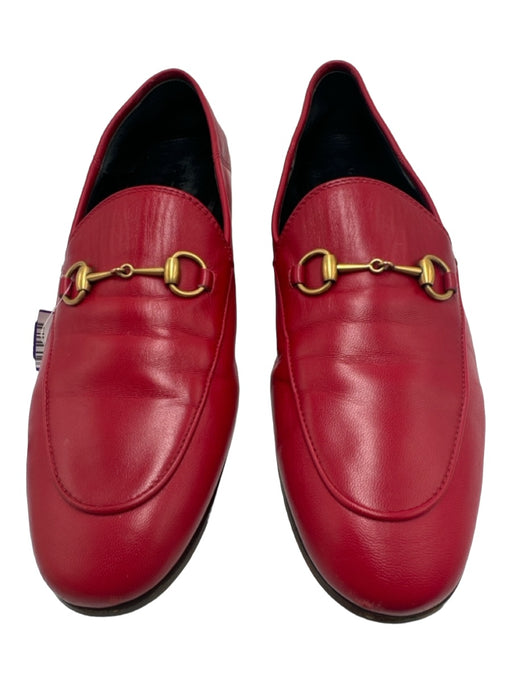 Gucci Shoe Size 40 Red Leather Horsebit GHW Flat Clog Loafers Red / 40