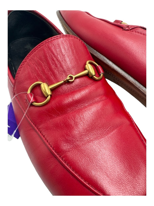 Gucci Shoe Size 40 Red Leather Horsebit GHW Flat Clog Loafers Red / 40