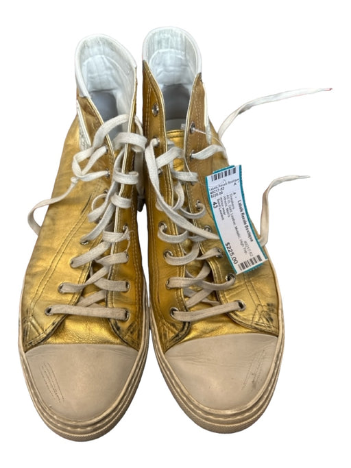 Saint Laurent Shoe Size 43 AS IS Gold Leather Metallic High Top Men's Sneakers 43