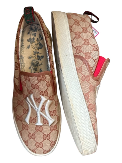 Gucci Shoe Size 9 AS IS Tan & White Canvas Guccissima Laceless Men's Sneakers 9