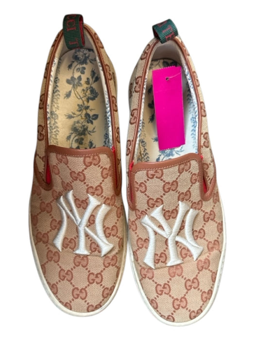 Gucci Shoe Size 9 AS IS Tan & White Canvas Guccissima Laceless Men's Sneakers 9