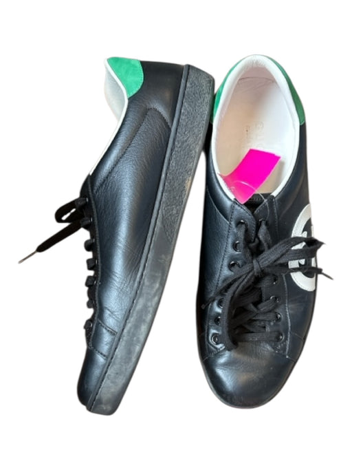 Gucci Shoe Size 9 Black & Green Leather logo Athletic Men's Sneakers 9