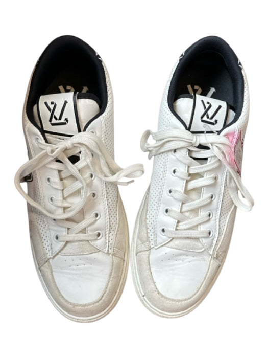 Louis Vuitton Shoe Size 8 AS IS White & Black Leather Perforated Logo Sneakers 8