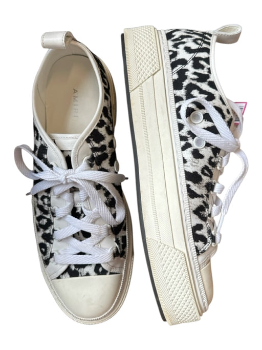 Amiri Shoe Size 43 White & Black Canvas Animal Print Athletic Men's Sneakers 43