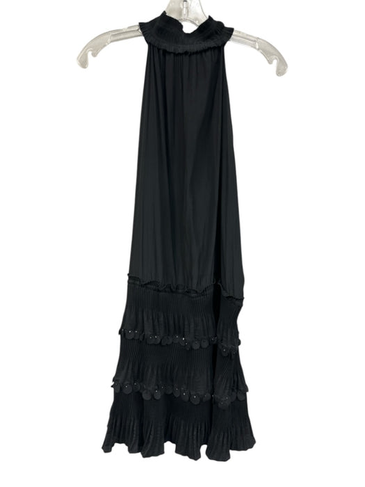 Ramy Brook Size XL Black Polyester Pleats Sleeveless Halter Neck Dress Black / XL
