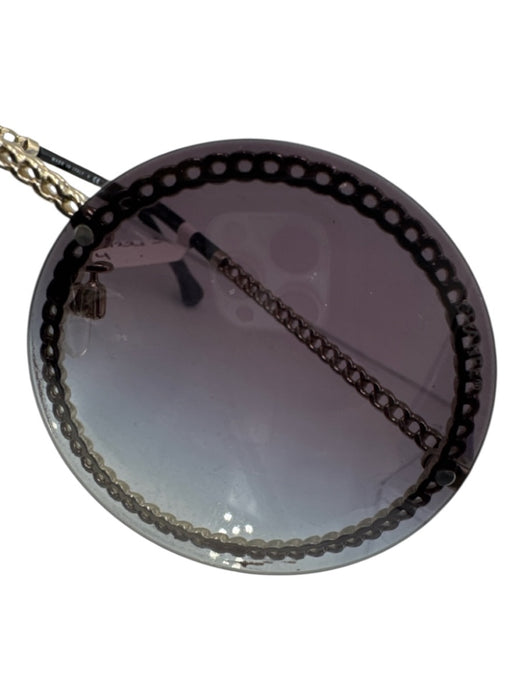 Chanel Black Metal round CC Logo Gradient Chain Sunglasses Black