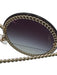 Chanel Black Metal round CC Logo Gradient Chain Sunglasses Black