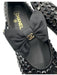 Chanel Shoe Size 38.5 Black Textile Mary Jane Rhinestone Grosgrain Ribbon Shoes Black / 38.5