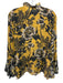 Kobi Halperin Size XL Gold & Black Silk Long Sleeve Tropical V Neck Top Gold & Black / XL