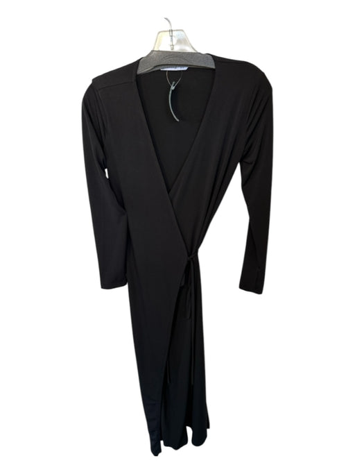 MNG Size S Black Polyester Long Sleeve Wrap Maxi Dress Black / S