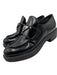 Prada Shoe Size 38 Black Leather Silver Logo Emblem Platform Loafers Black / 38