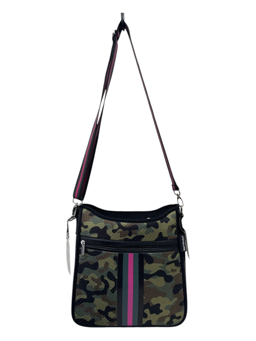 Prenelove Green, Pink, Black Neoprene Camoflage Crossbody Strap Open Top Bag Green, Pink, Black / Medium