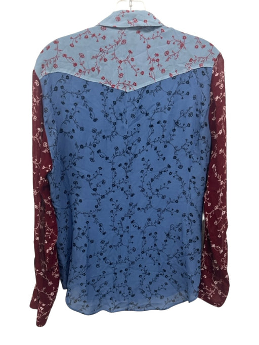 Rag & Bone Size Medium Blue, Red, White Viscose Long Sleeve Floral Top Blue, Red, White / Medium