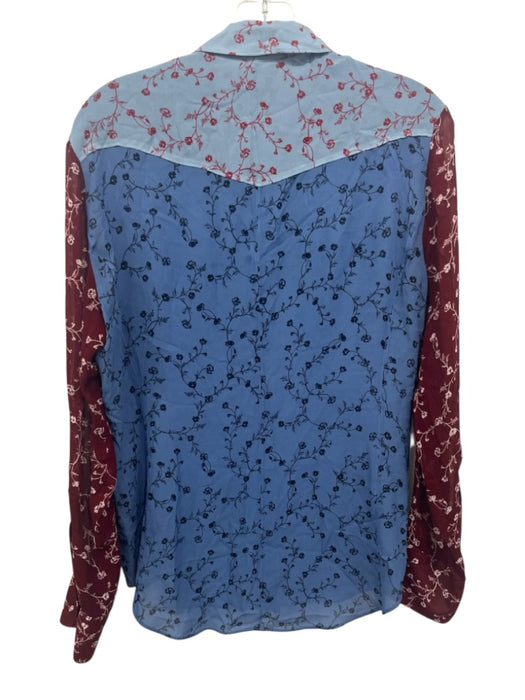 Rag & Bone Size Medium Blue, Red, White Viscose Long Sleeve Floral Top Blue, Red, White / Medium