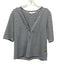 Frame Size Large Navy & white Cotton Blend Short Sleeve Striped Half Button Top Navy & white / Large