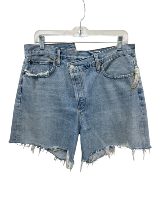 Agolde Size 30 Light Wash Cotton Denim High Rise Distressed Pockets Shorts Light Wash / 30