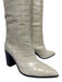 Schutz Shoe Size 8 Cream & Brown Leather Pointed Toe Croc Embossed Boots Cream & Brown / 8