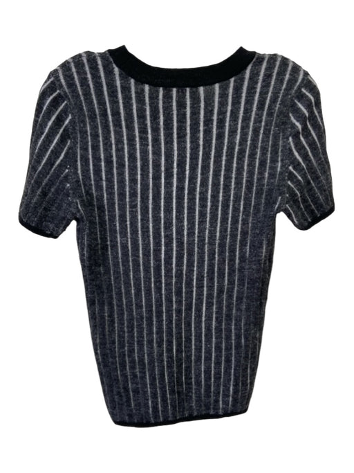 Rag & Bone Size M Black & White Wool Knit Striped Short Sleeve Top Black & White / M