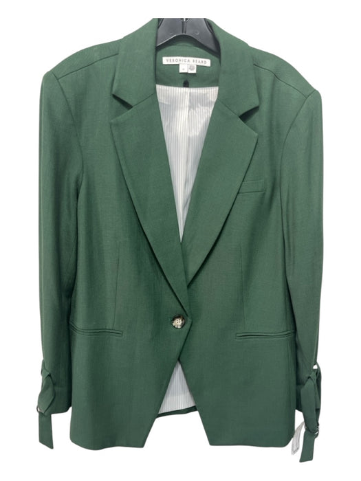 Veronica Beard Size 10 Green Viscose Blend 1 Button Blazer Faux Pocket Jacket Green / 10