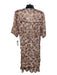 Veronica Beard Size 8 Brown Print Silk Floral Metallic Thread V Neck Dress Brown Print / 8