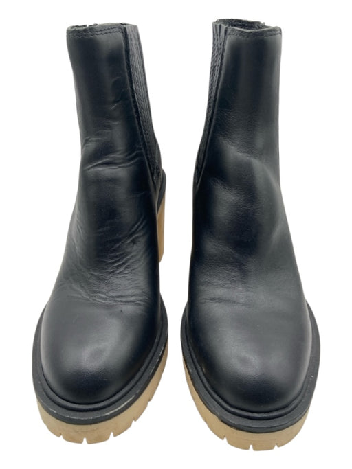 Dolce Vita Shoe Size 7.5 Black & Tan PU leather Quail Bird Elastic Ankle Boots Black & Tan / 7.5