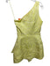 Ciebon Size XS Yellow Polyester One Shoulder Tie Front Textured Mini Romper Yellow / XS
